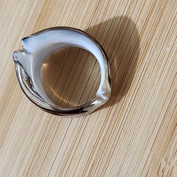 Murano Glass Ring Brown White Beige Swirl Design Size 8 - Picture 5 of 5